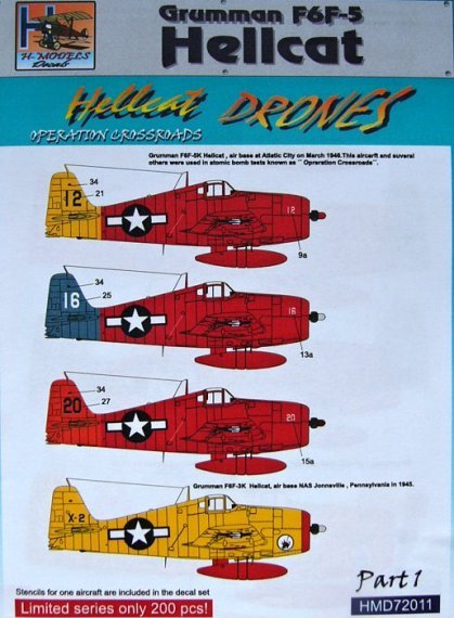 1/72 Decals Grumman F6F-5 Hellcat DRONES