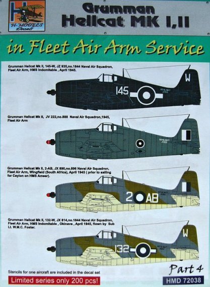 1/72 Decals Hellcat Mk.I/II Fleet Air Arm Service