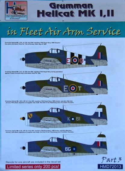 1/72 Decals Grumman Hellcat Mk I,II  Part 3