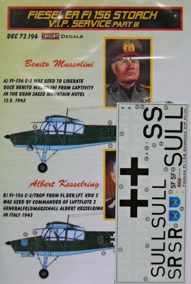1/72 Decals Fi-156 Storch VIP service  Part III.