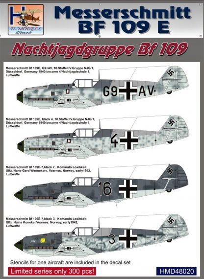 1/48 Decals Bf 109E Nachtjagdgrupe  Part 1