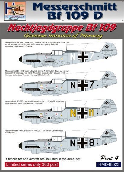 1/48 Decals Bf 109D Nachtjagdgrupe  Part 4