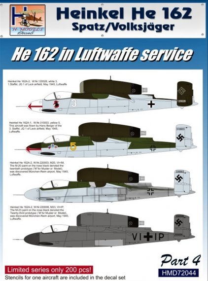 1/72 Decals He 162 in Luftwaffe Service  Part 4