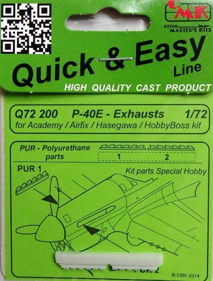 1/72 P-40E  Exhausts (ACAD/AIRF/HAS/HOBBYB)