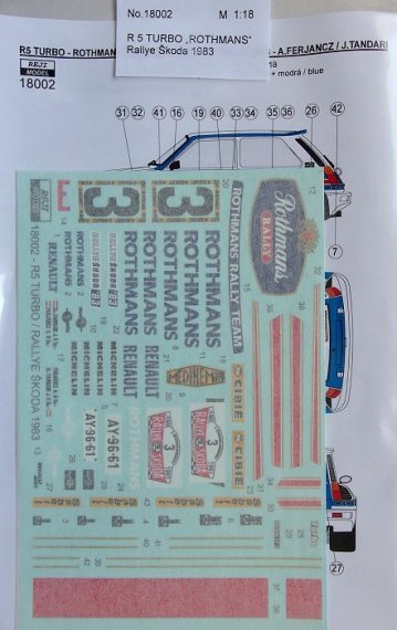 1/18 Renault 5 Turbo ROTHMANS Rallye koda 1983