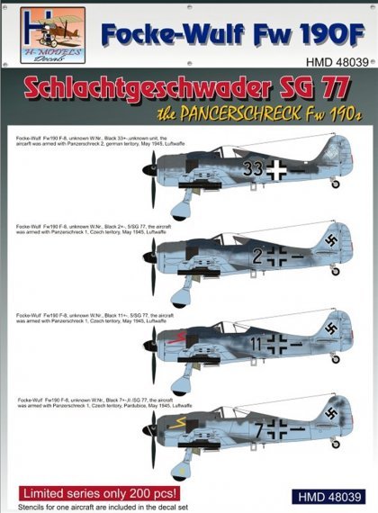 1/48 Decals Fw 190F Schlachtgeschwader SG 77