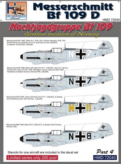 1/72 Decals Bf 109D German invasion of Norway