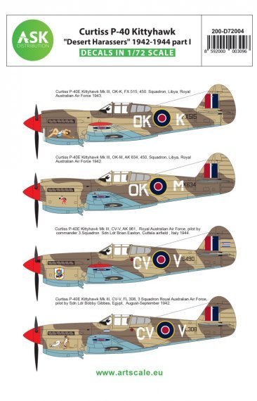 1/72 Curtiss P-40 Kittyhawk Desert Harassers 1942-1944 part I