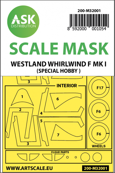 1/32 Westland Whirlwind Mk.I Kabuki wheels and canopy masks