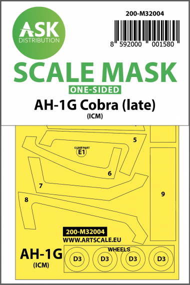 1/32 Bell AH-1G Cobra wheel and canopy masks