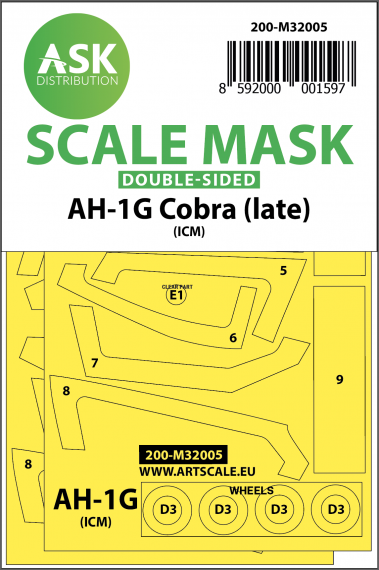 1/32 Bell AH-1G Cobra wheel and canopy masks