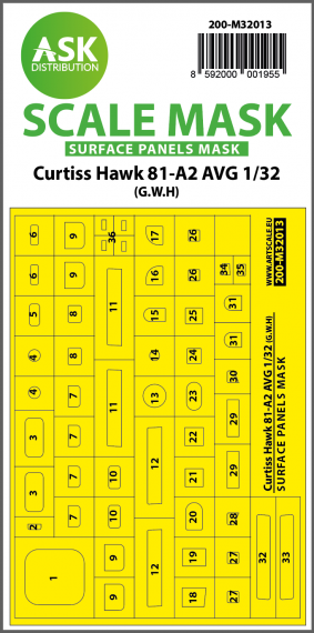 1/32 Curtiss Hawk 81-A2 Avg surface panels masks