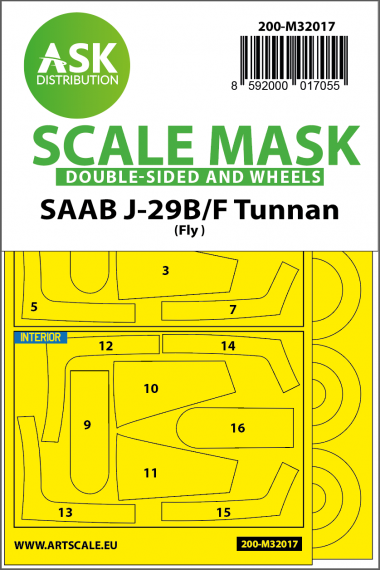 1/32 Saab J-29B/J-29F wheel and canopy masks