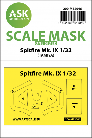 1/32 Supermarine Spitfire Mk.IX canopy frame paint mask