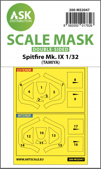 1/32 Supermarine Spitfire Mk.IX canopy frame paint mask