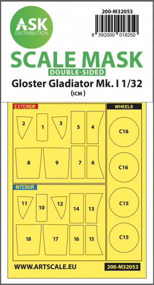 1/32 Gloster Gladiator Mk.I double-sided painting mask