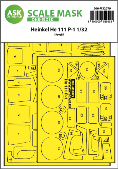 1/32 Heinkel He-111P-1 one-sided express fit mask for Revell