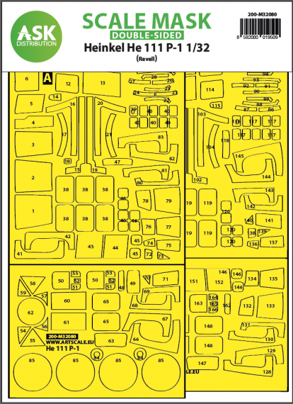 1/32 Heinkel He 111P-1 double-sided express fit mask for Revell