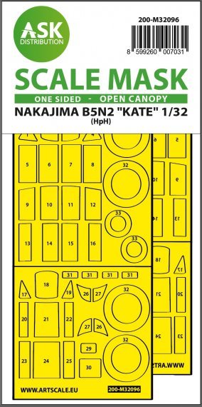 1/32 Nakajima B5N2 Kate open canopy paint mask for HPH