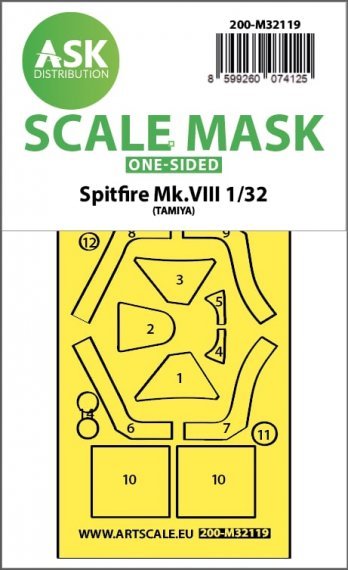1/32 Supermarine Spitfire Mk.VIII mask for Tamiya