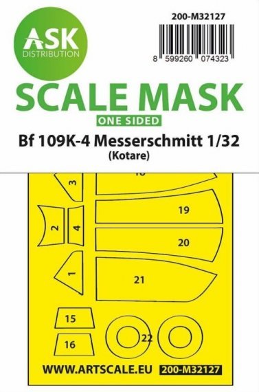 1/32 Messerschmitt Bf-109K-4 wheels and canopy mask for Kotare