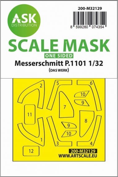 1/32 Messerschmitt P.1101 single-sided mask for Das Werk