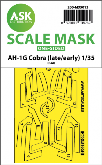1/35 Bell AH-1G Cobra early/late paint one-sided mask for ICM