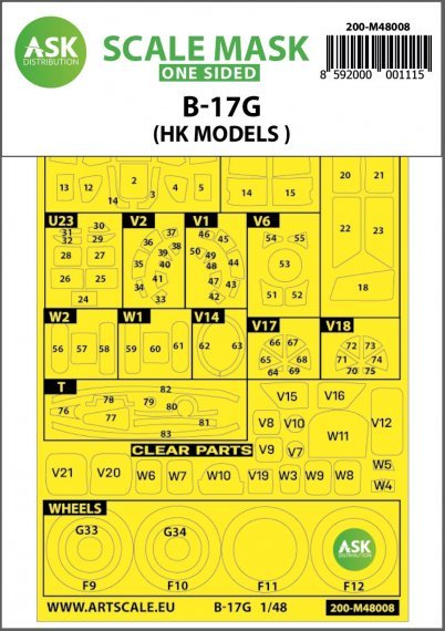1/48 Boeing B-17G Flying Fortress wheels and canopy masks