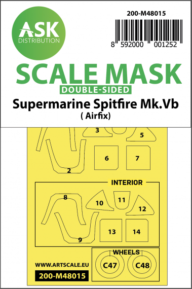 1/48 Supermarine Spitfire Mk.Vb wheels and canopy masks