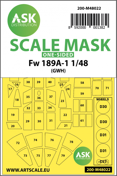 1/48 Focke-Wulf Fw-189A-1/Fw-189A-2 wheels and canopy mask
