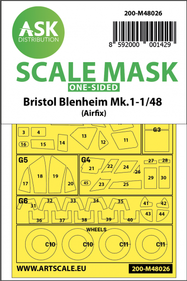 1/48 Bristol Blenheim Mk.I wheels and canopy masks