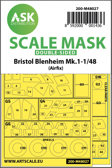 1/48 Bristol Blenheim Mk.I wheels and canopy masks