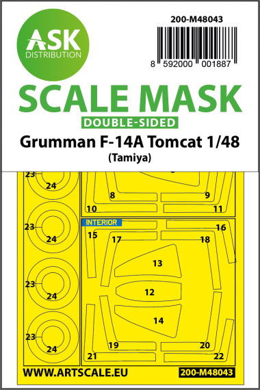 1/48 Grumman F-14A Tomcat wheel and canopy masks