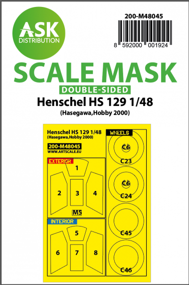 1/48 Henschel Hs-129B-2 wheels and canopy masks