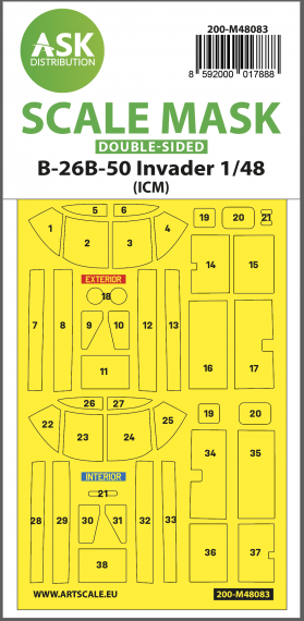 1/48 Douglas B-26B-50 Invader canopy frame paint masks