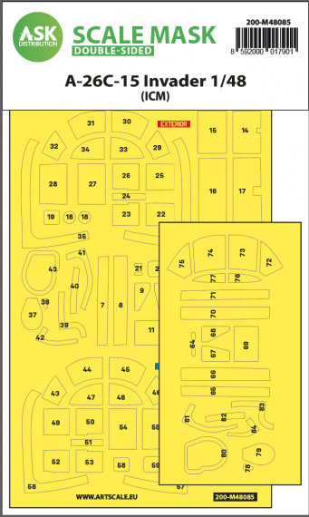 1/48 Douglas A-26C-15 Invader canopy frame paint masks