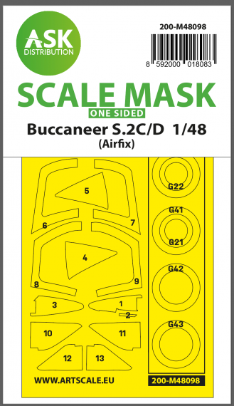 1/48 Blackburn Buccaneer S.2B/S.2C wheels and canopy paint mask