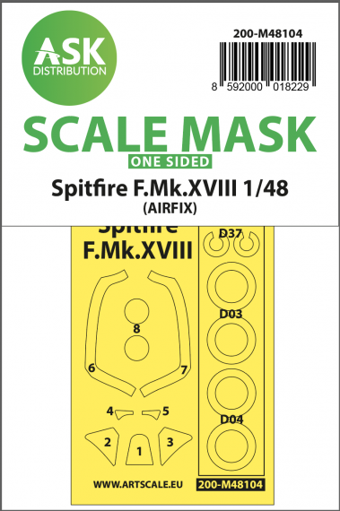 1/48 Spitfire F Mk.XVIII wheels and canopy paint mask