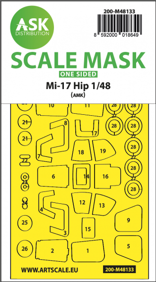 1/48 Mil Mi-17 Hip one-sided self adhesive masks