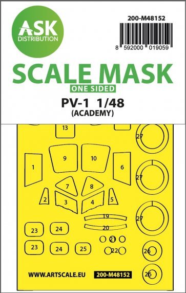 1/48 Lockheed PV-1 Ventura one-sided express fit mask