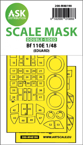 1/48 Messerschmitt Bf-110E double-sided paint mask for Eduard