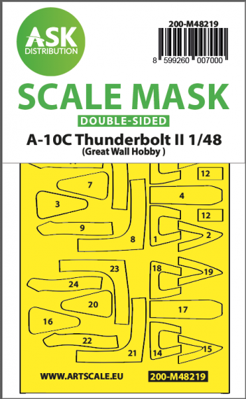 1/48 Fairchild A-10C Thunderbolt II canopy mask for GWH