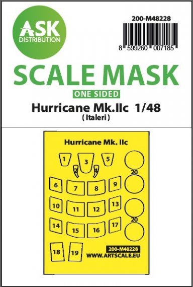 1/48 Hawker Hurricane Mk.IIc wheels and canopy frame paint mask