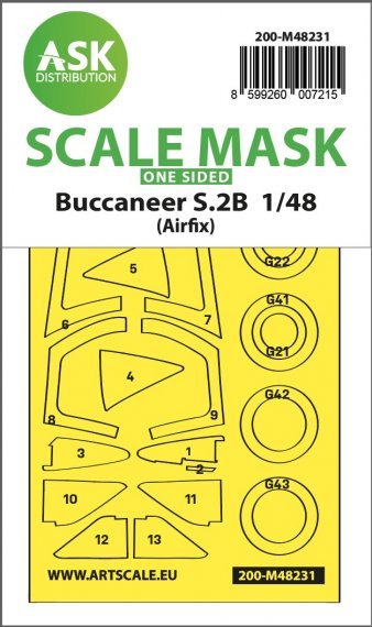 1/48 Blackburn Buccaneer S.2B wheels and canopy frame paint mask