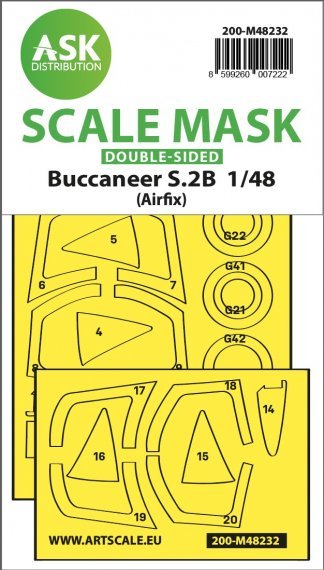1/48 Blackburn Buccaneer S.2B wheels and canopy frame paint mask