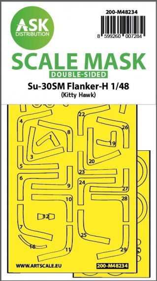 1/48 Sukhoi Su-30SM Flanker H wheels and canopy frame paint mask