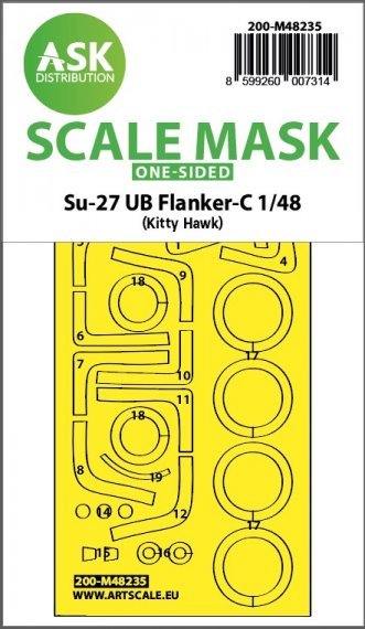 1/48 Suchoj Su-27UB Flanker-C one-sided self adhesive fit masks