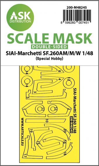 1/48 SIAI-Marchetti SF.260AM/M/W wheels and canopy frame mask