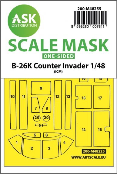1/48 Douglas B-26K Counter Invader one-sided mask for ICM