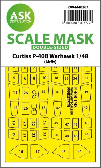 1/48 Curtiss P-40B Warhawk double-sided express mask for Airfix